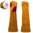 thumbnail image 1 of HOMEIORA 1 Pair Animal Handing Gloves Bite Proof, Leather Welding Gloves, Gardening Gloves, Multipurpose Puncture Proof Glove for Dog, Cat, Reptile, Welding, Grilling, BBQ & Fireplace, S, 1 of 8