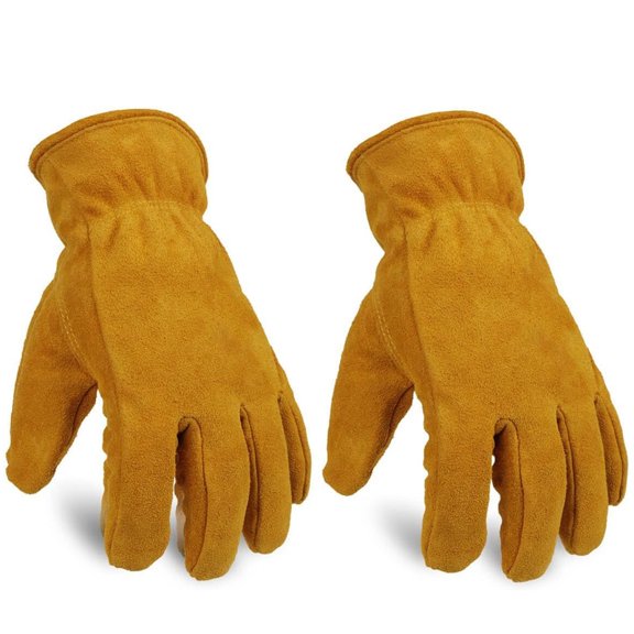 HOMEIORA 1 Pair Work Gloves Winter Insulated Coldproof Leather Glove Thick - Flexible Warm for Working in Cold Weather for Men & Women - Medium, Gold