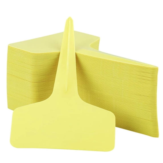 HOMEIORA 100 Pcs Plant labels, 6 x 10cm Plastic Plant T-Type Tags Yellow Nursery Garden Labels