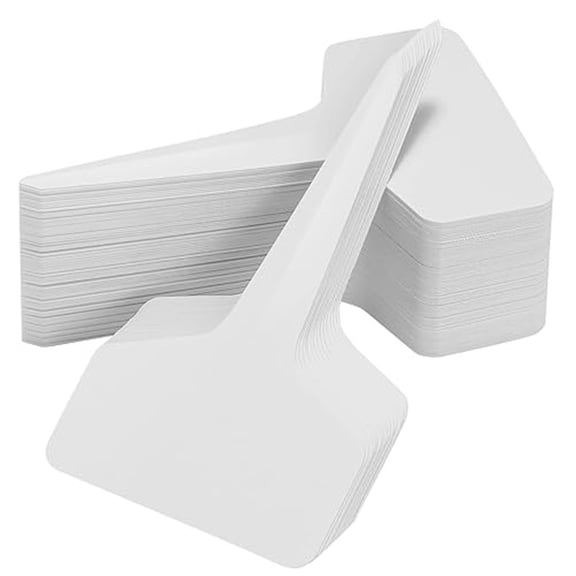 HOMEIORA 100 Pcs Thick Plastic Plant T-Type Tags Nursery Garden Labels Re-Usable Plant Tags, White