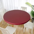 thumbnail image 1 of HOMEIORA 1pc Elastic Edge Table Cloth Protector - Waterproof Non-slip Round Fitted Tablecloth Table Cover Cloth for Tables 51" Diameter, Wine Red, 1 of 7