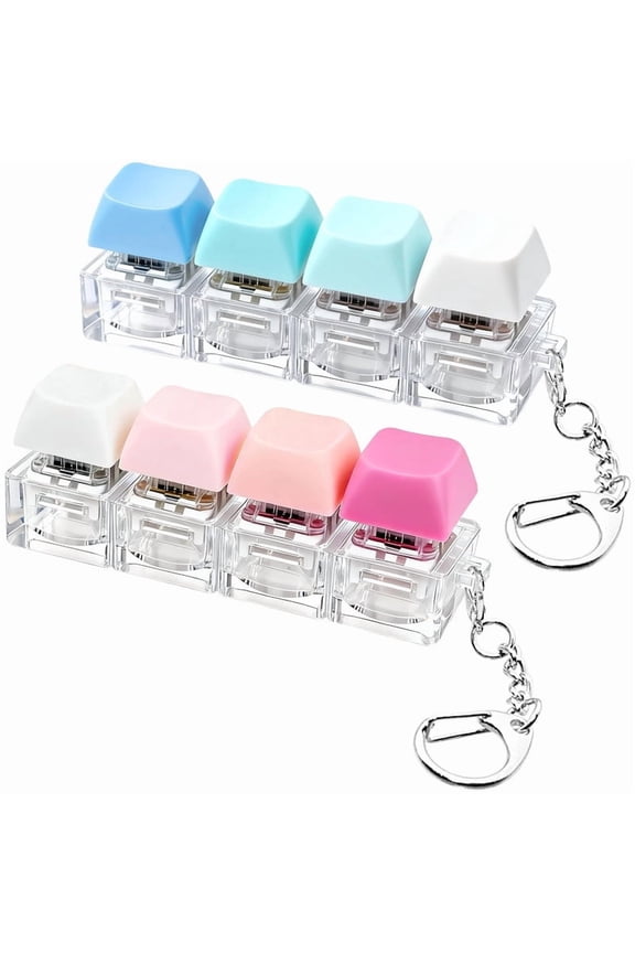 2 Pack Keyboard Fidget Toy, Keyboard Fidget Keychain 4-in-1 Keyboard Decompression Button Finger Clicker Toys, Button Stress Relief Fidget Gifts to Relief Stress