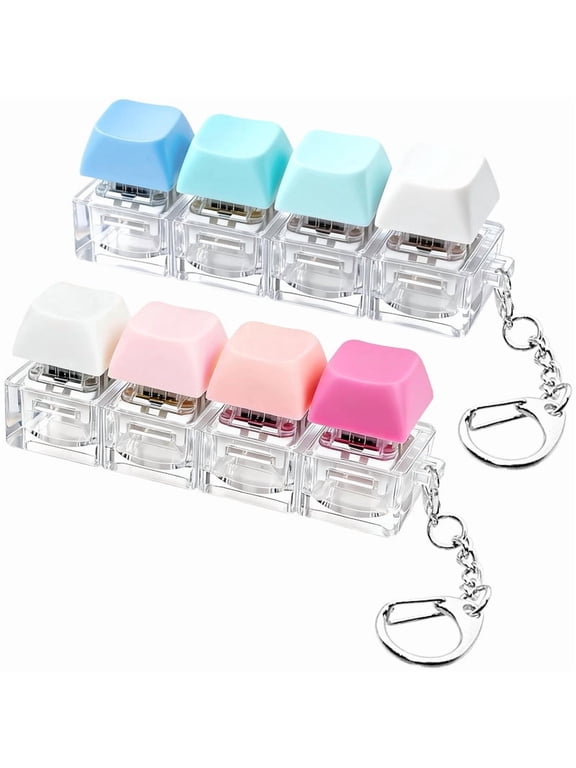 2 Pack Keyboard Fidget Toy, Keyboard Fidget Keychain 4-in-1 Keyboard Decompression Button Finger Clicker Toys, Button Stress Relief Fidget Gifts to Relief Stress