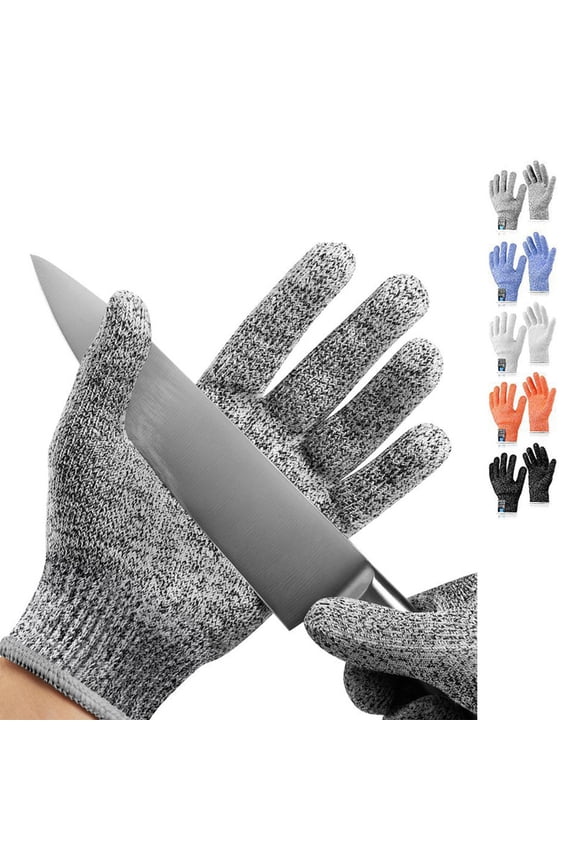2 Pairs Cut Resistant Gloves, Food Grade Cutting Gloves for Kitchen Food Prep, Mandoline Gloves for Meat Cutting, Oyster Shucking, Fish Fillet Processing - XL, Heather Gray