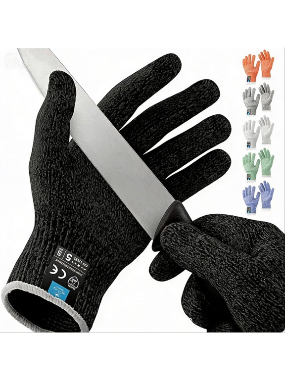2 Pairs Cut Resistant Gloves, Food Grade Cutting Gloves for Kitchen Food Prep, Mandoline Gloves for Meat Cutting, Oyster Shucking, Fish Fillet Processing - XL, Black