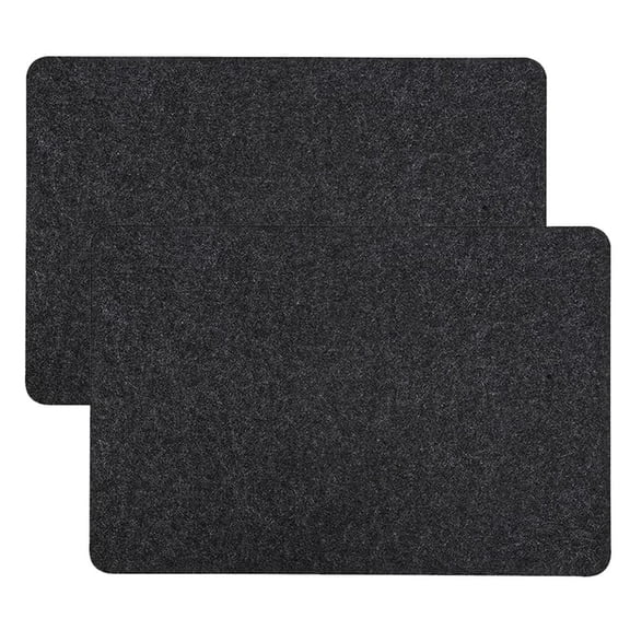 HOMEIORA 2 Pcs Heat Resistant Mat for Air Fryer, Coffee Maker, Toaster - Black Rectangular Felt & Silicone Countertop Protector with Sliding Function