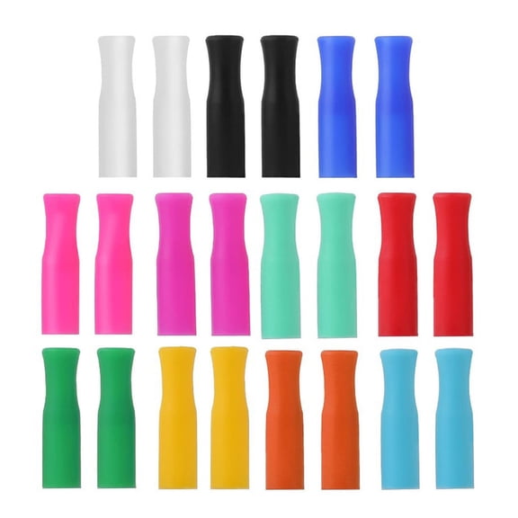 HOMEIORA 22 Pack Metal Straw Covers Silicone Tips for 0.25" Wide Regular Stainless Steel Metal Straw, Multicolor