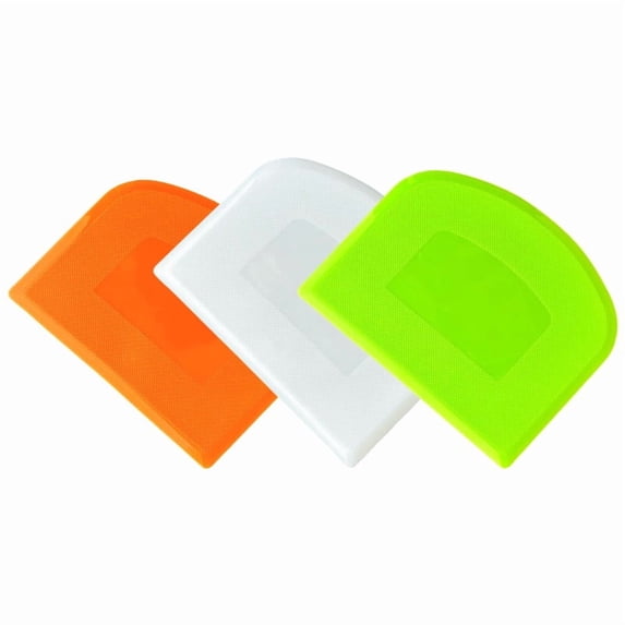 HOMEIORA 3 Pack Dough Scraper - Multi-Purpose Dough Cutter Bowl Scrapers Plastic Baking Tools for Cake, Cream, Butter, Batter