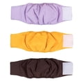 thumbnail image 1 of HOMEIORA 3 Pack Washable Male Dog Diapers Reusable, Premium Belly Bands for Male Dogs, for Doggie in Incontinence or Excitable Urination and Training, L - Purple, Yellow, Brown, 1 of 7