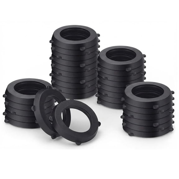 HOMEIORA 30 Pack Garden Hose Washers with Self-Locking Tabs - Heavy Duty Rubber Seals for 3/4" Hose Fittings, Stay-in-Place Design Prevents Falling Out & Leaks, Black