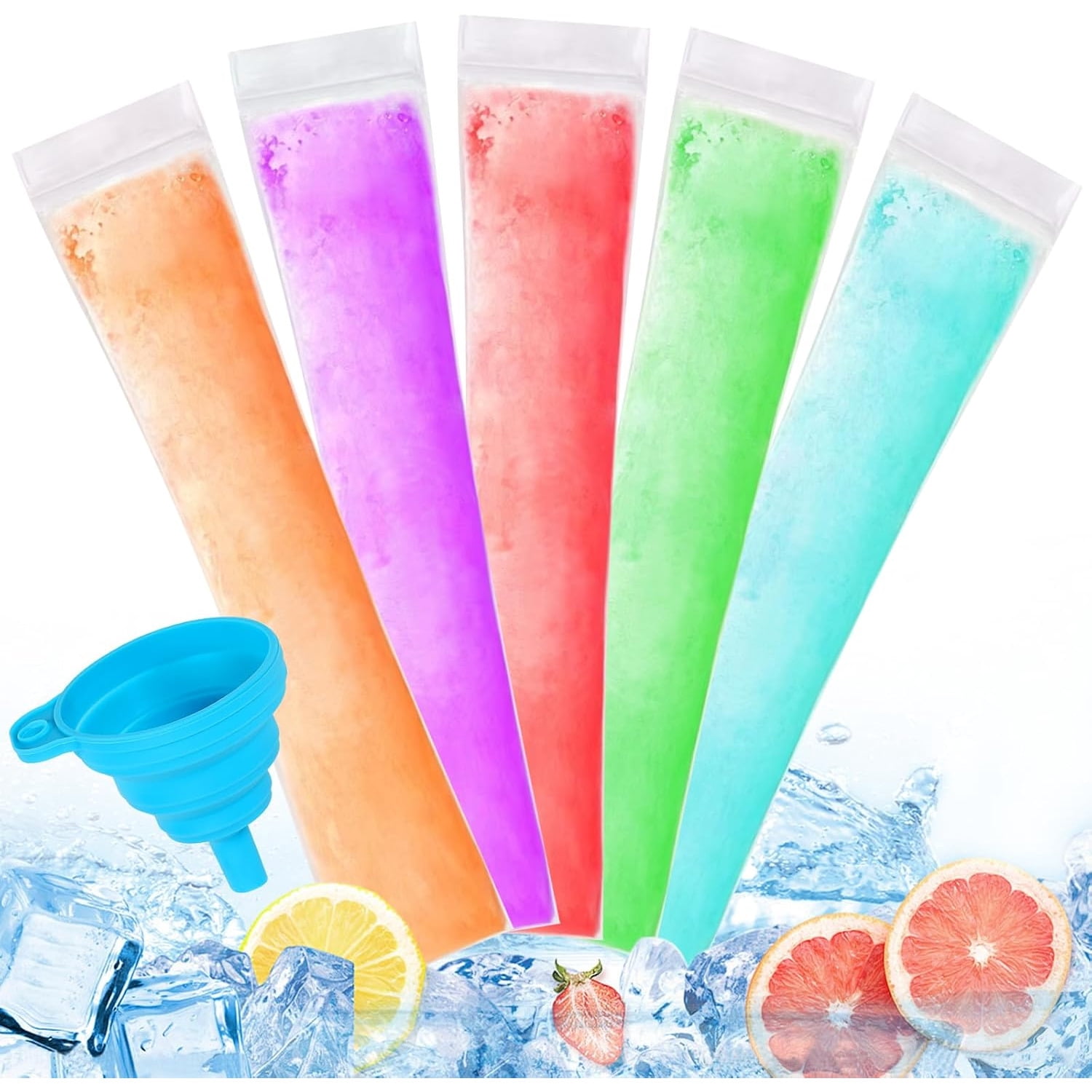 HOMEIORA 300 Pack Disposable Ice Popsicle Mold Bags Comes with A Funnel ...