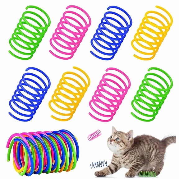 HOMEIORA 32Pack 4Colors Cat Springs Toys, Interactive Cat Toy Creative Cat Activity Toy Cat Bouncing and Training Fun Gift