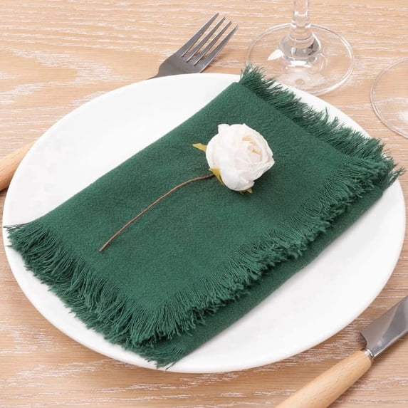 HOMEIORA 4 Pack Cloth Napkins, Cotton Linen Dinner Napkins, 18" x 18" Napkins Cloth Washable, Soft, Durable, Absorbent - Dark Green
