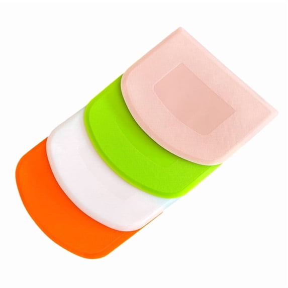 HOMEIORA 4 Pack Dough Scraper - Multi-Purpose Dough Cutter Bowl Scrapers Plastic Baking Tools for Cake, Cream, Butter, Batter