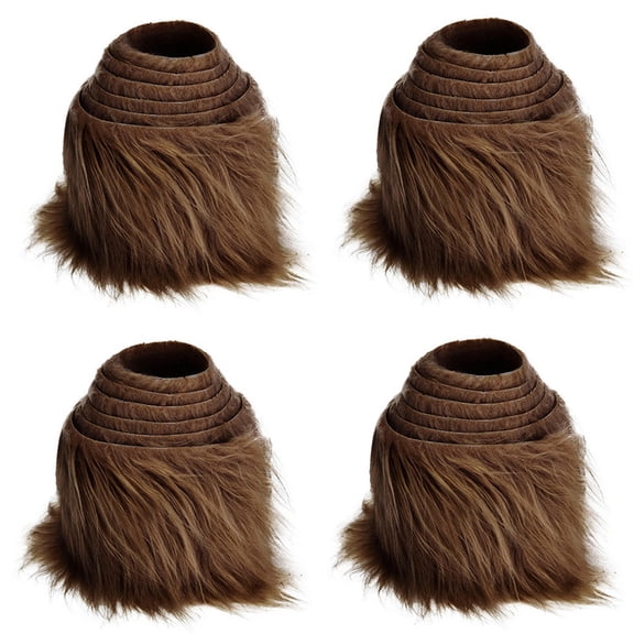 HOMEIORA 4 Pack Faux Fur Ribbons Fabric Shaggy Fur Fabrics DIY Crafts Fluffy Strips - Brown