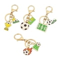 thumbnail image 1 of HOMEIORA 4 Pack Football Keychain, Soccer Themed Metal Keychains Set - Enamel Football Charms with Trophy, Field, Cleat, Fireball for Sports Fans, Backpack Accessories, 1 of 5