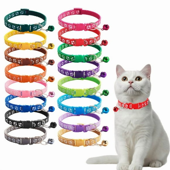 HOMEIORA 4 Pack Kitten Collar with Bell, Breakaway Cat Collars with Safe Quick Release Buckle, Adjustable Soft Pet Collar for Small Medium Kitty Cats