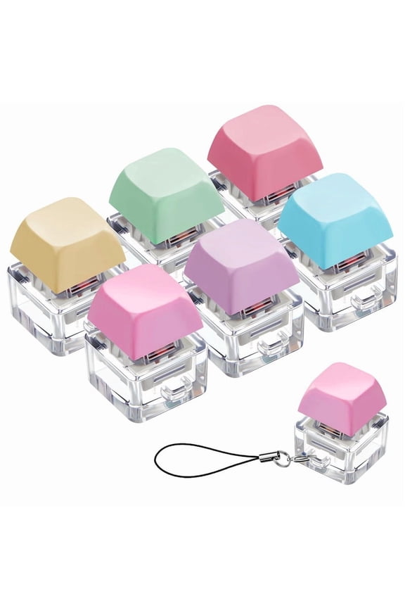 6 Pack Keyboard Fidget Toy, Keyboard Fidget Keychain, Keyboard Decompression Button Finger Clicker Toys, Button Stress Relief Fidget Gifts to Relief Stress
