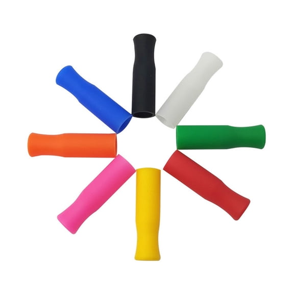 HOMEIORA 8 Pack Reusable Silicone Straw Tips, Stainless Straw Tips, Color Food Grade Straws Tips Covers Fit for 0.25" Wide Stainless Steel Straws And Glass Straws