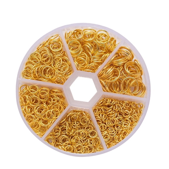 HOMEIORA 970 Pieces Metal Jump Rings Jewelry Connectors Split Rings Open Jump Rings for Jewelry Making, 4mm, 5mm, 6mm, 7mm, 8mm, 10mm - Gold