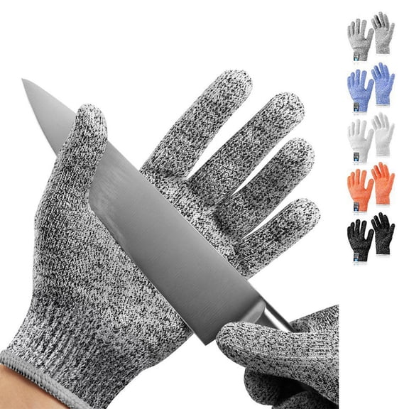 HOMEIORA Cutting Gloves, 2 Pairs of Cut Resistant Gloves Food Grade, Cut Resistant Gloves for Kitchen, Oyster Shucking, Fish Fillet Processing, Carving Wood and Gardening - S, Heather Gray