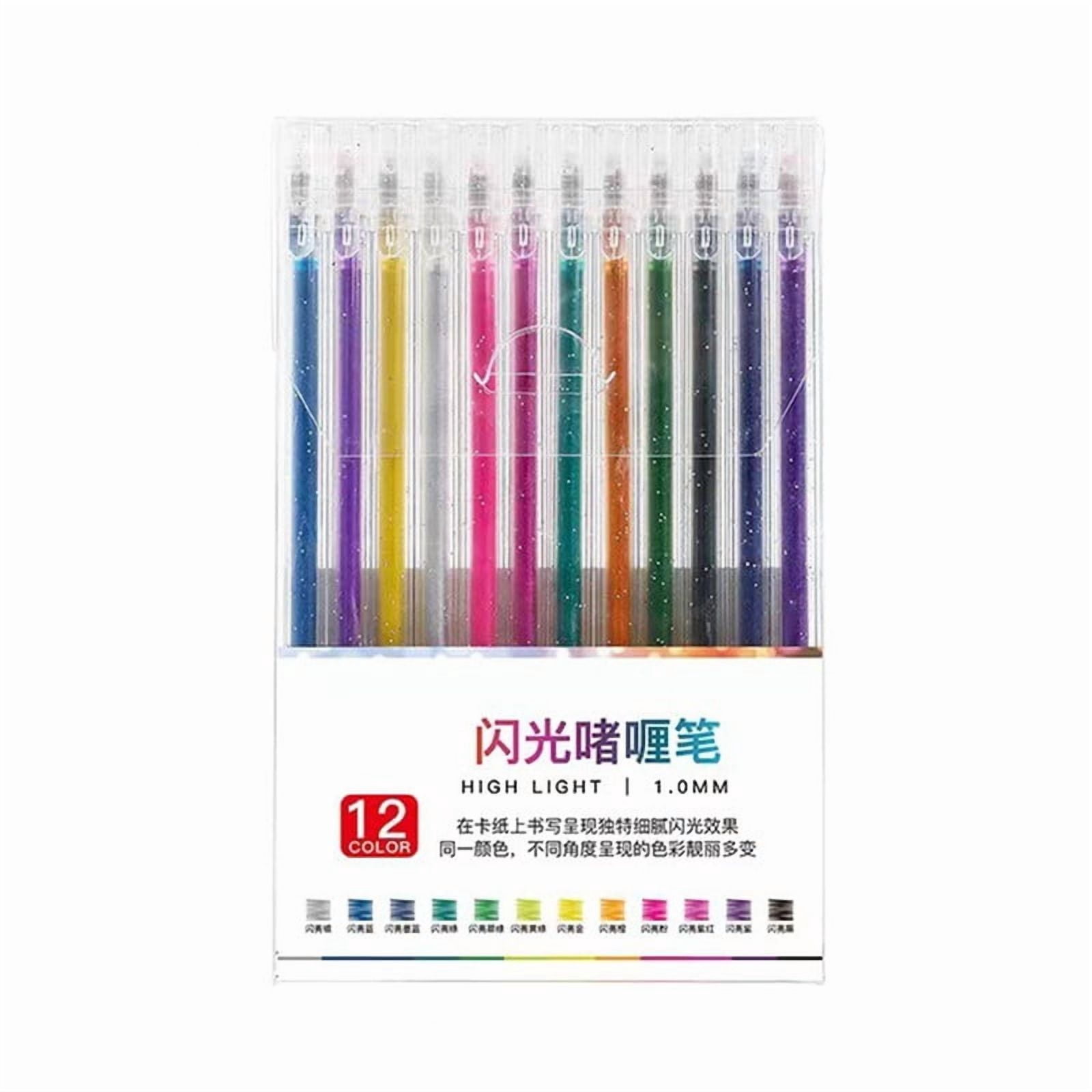 HOMEIORA Glitter Gel Pens, 12 Colors Bold Point 1.0mm Vibrant Sparkle Colorful Pen for Adult Coloring Books, Crafting Journaling Doodling Drawing, 12 Pack