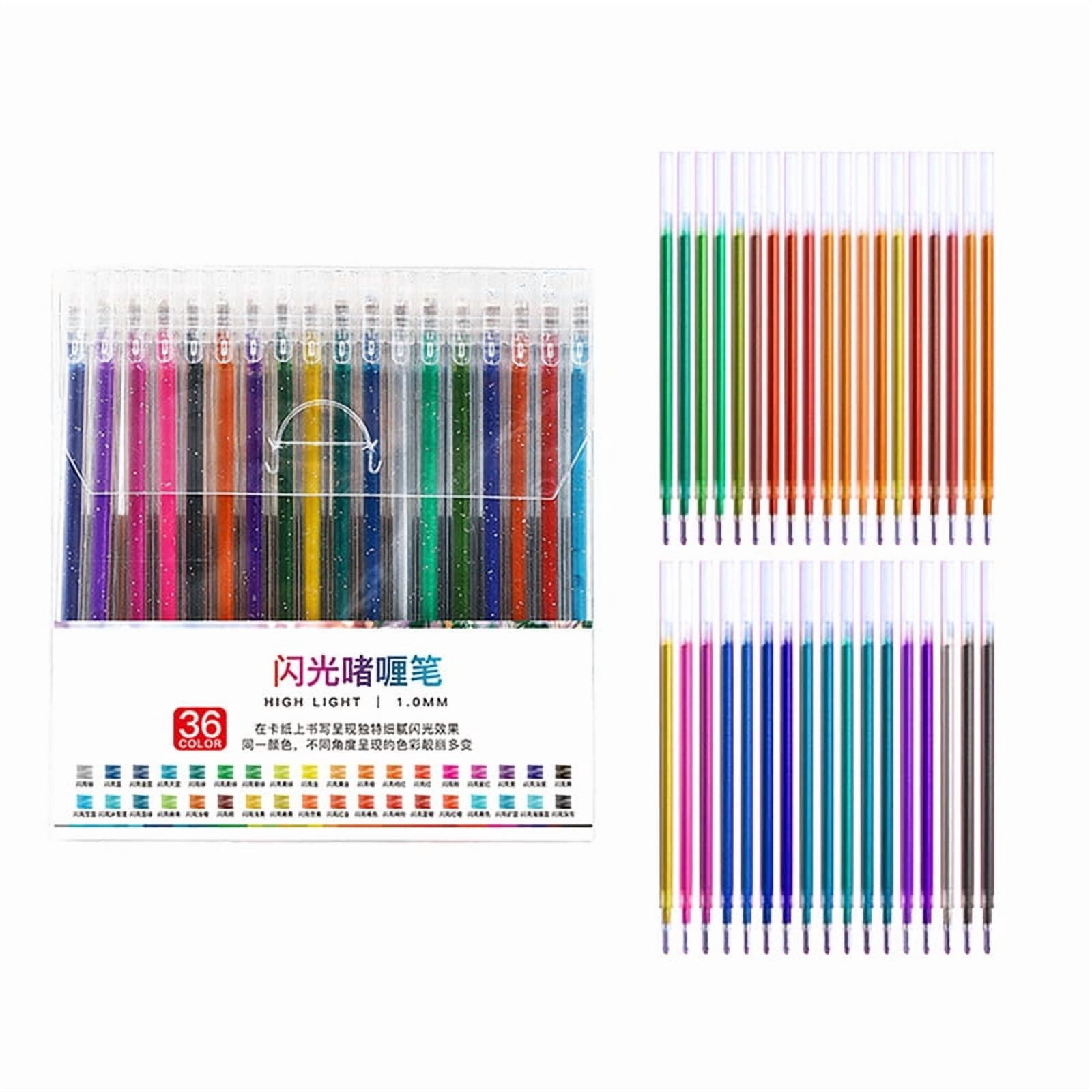 HOMEIORA Glitter Gel Pens, 36 Colors Bold Point 1.0mm Vibrant Sparkle Colorful Pen for Adult Coloring Books, Crafting Journaling Doodling Drawing, 36 Pack Glitter Gel Pens with 36 Refills