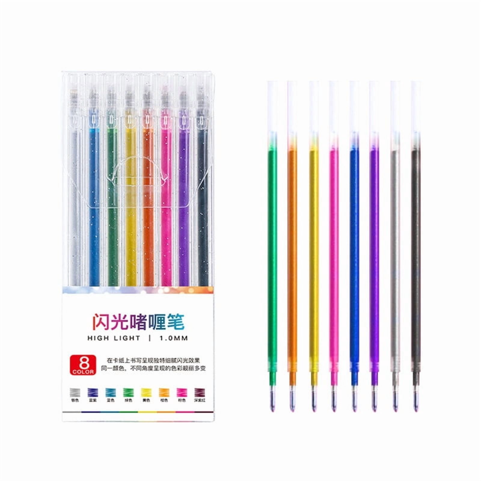 HOMEIORA Glitter Gel Pens, 8 Colors Bold Point 1.0mm Vibrant Sparkle Colorful Pen for Adult Coloring Books, Crafting Journaling Doodling Drawing, 8 Pack Glitter Gel Pens + 8 Refills