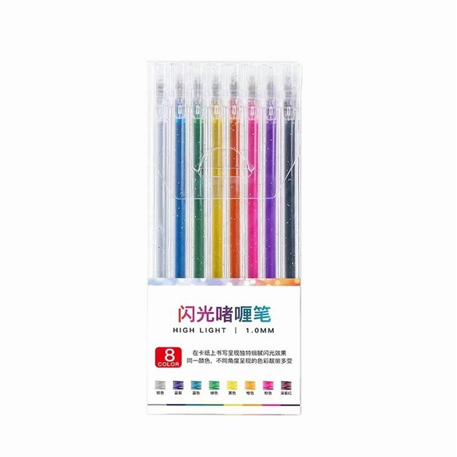 HOMEIORA Glitter Gel Pens, 8 Colors Bold Point 1.0mm Vibrant Sparkle Colorful Pen for Adult Coloring Books, Crafting Journaling Doodling Drawing, 8 Pack
