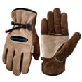 thumbnail image 1 of HOMEIORA Leather Work Gloves for Men or Women. XS Glove for Gardening, Tig/Mig Welding, Construction, Chainsaw, Farm, Ranch, etc. Leather, Cotton Lined, Utility, Firm Grip, Durable, Brown - Gray, 1 of 5