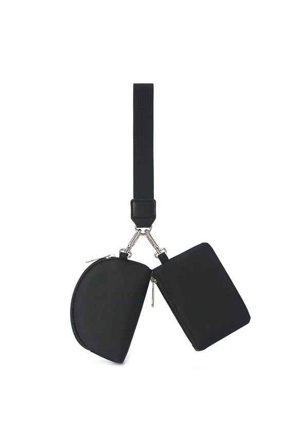Mini Zip Around Wristlet Wallets for Women - KeyChain Wallet with Detachable Dual Pouch Wristlet - Key Chain Coin Purse Small Wallets - Black, 1 Pack