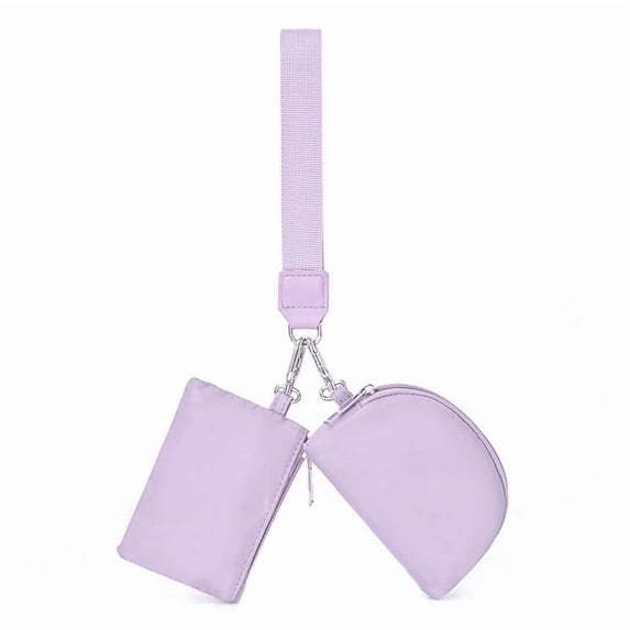 HOMEIORA Mini Zip Around Wristlet Wallets for Women - KeyChain Wallet with Detachable Dual Pouch Wristlet - Key Chain Coin Purse Small Wallets - Purple, 1 Pack