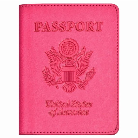 HOMEIORA Passport and Vaccine Card Holder Combo, Faux Leather, Compact, Lightweight, Waterproof - Rose Red, 1 Pack