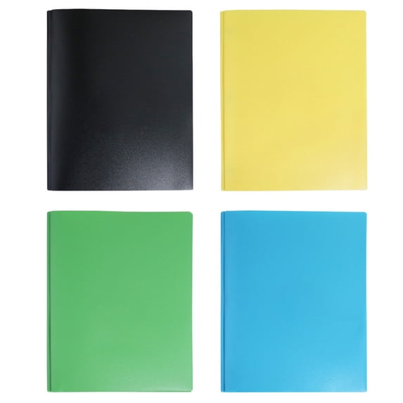 HOMEIORA Plastic Folders, 3 - Prong 2 - Pocket Poly Folder, Back to School Season Folder, 4 Pack - Multicolor