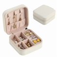 thumbnail image 1 of HOMEIORA Small Jewelry Box, Travel Mini Organizer Portable Display Storage Case Travel Jewelry Organizer Jewelry Holder Case for Rings Earrings Necklace, Gifts for Girls Women - White, 1 Pack, 1 of 7