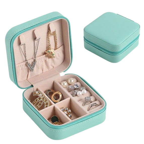 HOMEIORA Small Jewelry Box, Travel Mini Organizer Portable Display Storage Case Travel Jewelry Organizer Jewelry Holder Case for Rings Earrings Necklace, Gifts for Girls Women - Blue, 1 Pack