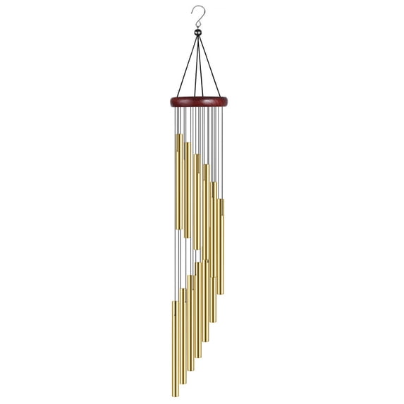 HOMEIORA Wind Chimes for Outside, Sympathy Wind Chimes Outdoor with 12 Aluminum Alloy Tubes and Hook, Memorial Wind Chime Gift Decoration for Home, Patio, Garden - Gold