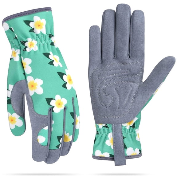HOMEIORA Womens Gardening Weeding Working Gloves, Leather Garden Glove for Women Thorn Proof No Stab for Digging, Planting, Pruning, M, 1 Pair
