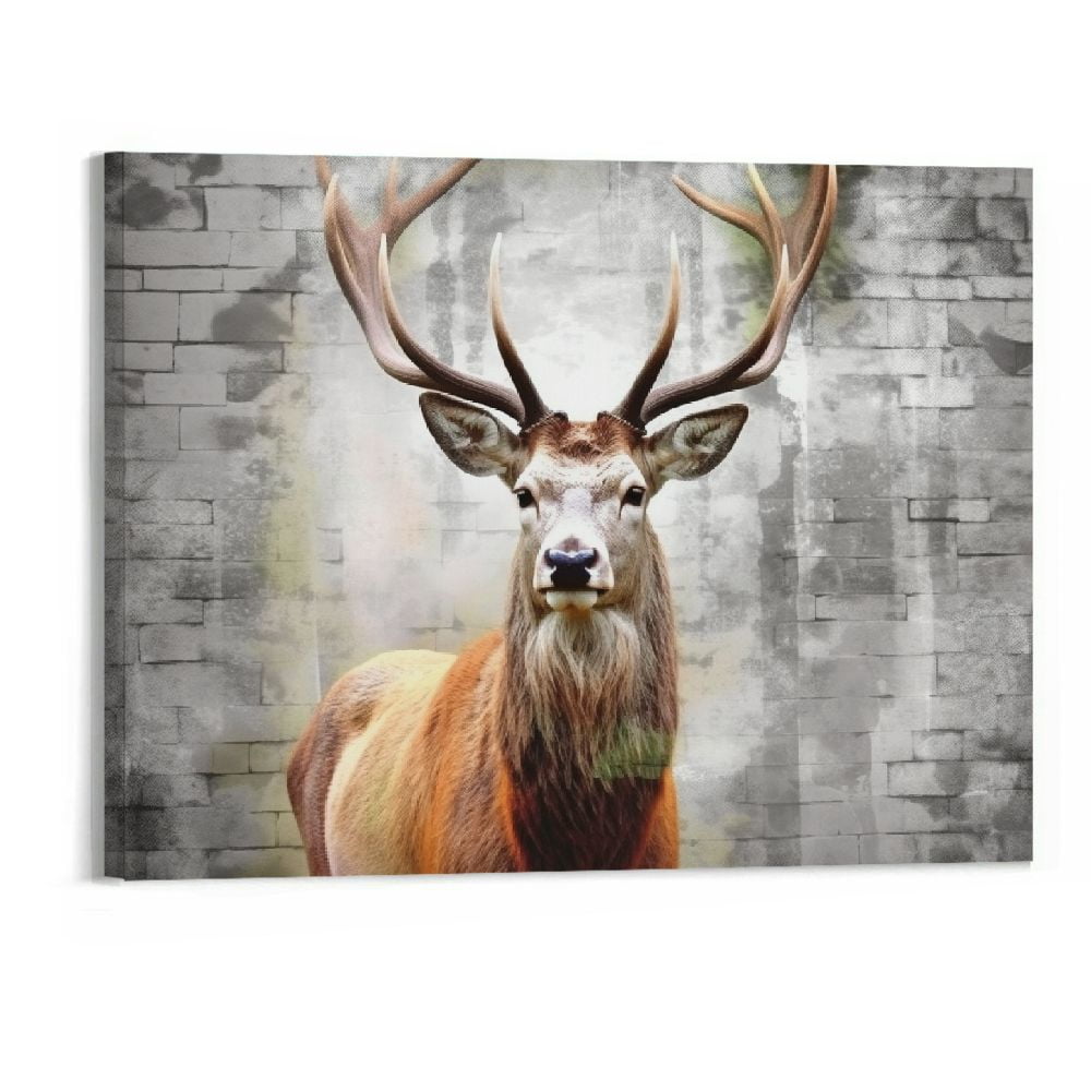 HOMEJACK Cabin Deer Wall Decor Hunting Wildlife Canvas Wall Art Rustic