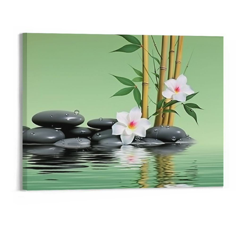 HOMEJACK Fall Decor Zen Spa Canvas Wall Art Picture 20x16in for Living