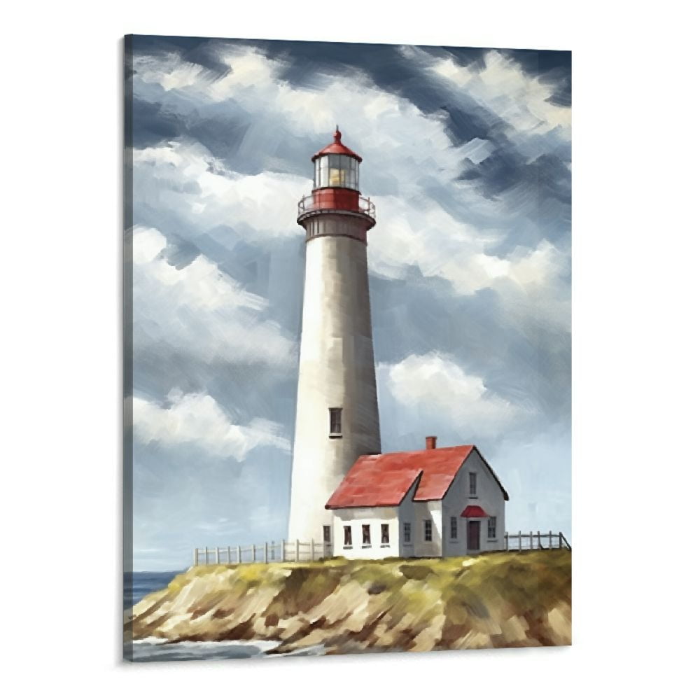 HOMEJACK Lighthouse Canvas Wall Art Sail Boat Pictures Nautical