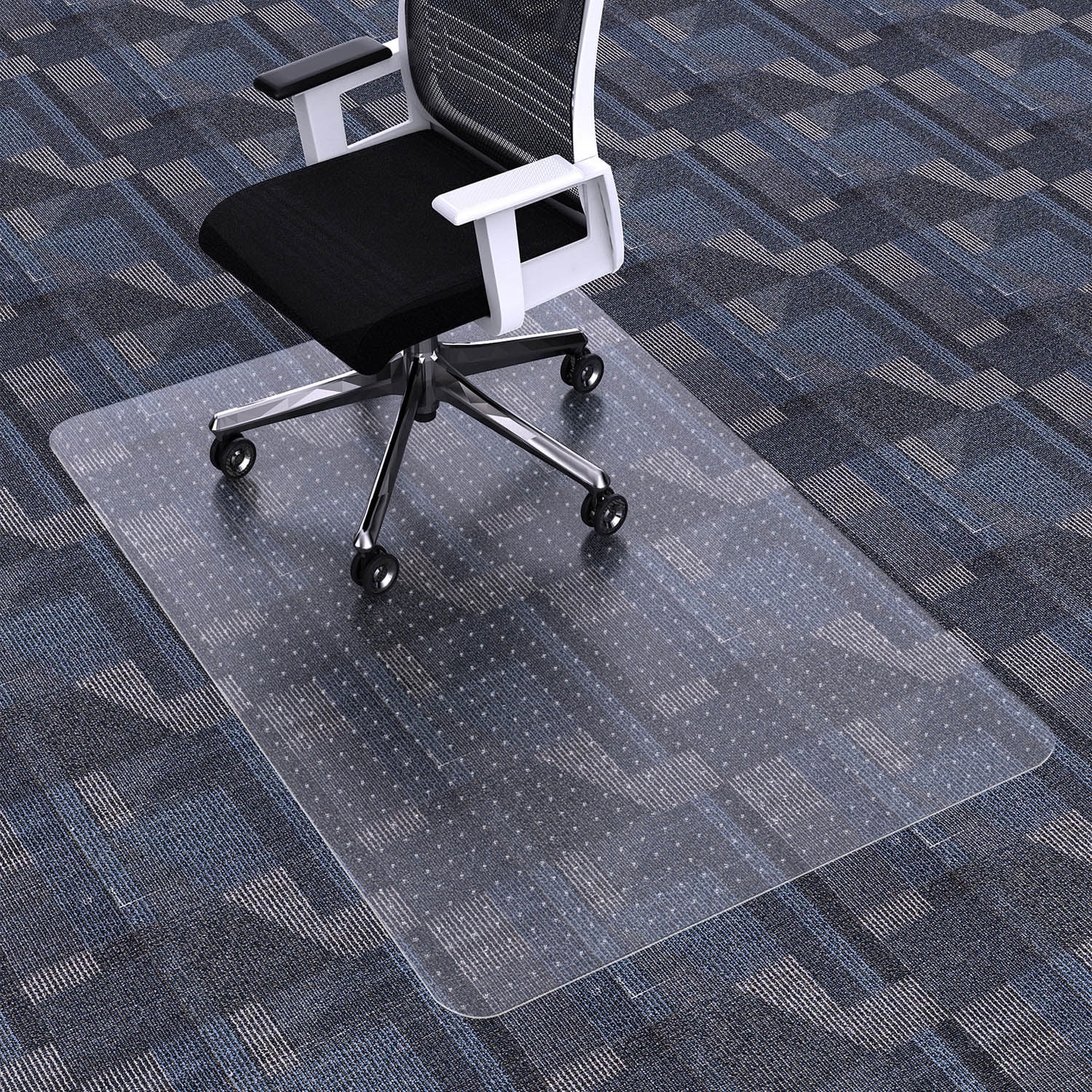 WorkOnIt 36 x 48 Office Desk Chair Floor Mat with Lip for Low Pile Carpet, Clear