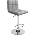 thumbnail image 1 of HOMEKOKO Bar Stools, Modern PU Leather Adjustable Swivel Bar Stool with Back, 1 Chair (Light Grey), 1 of 7