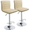 thumbnail image 1 of HOMEKOKO Bar Stools Set of 2, Modern Adjustable Bar Stool with Back, Straight Line Swivel Barstool (Beige), 1 of 8