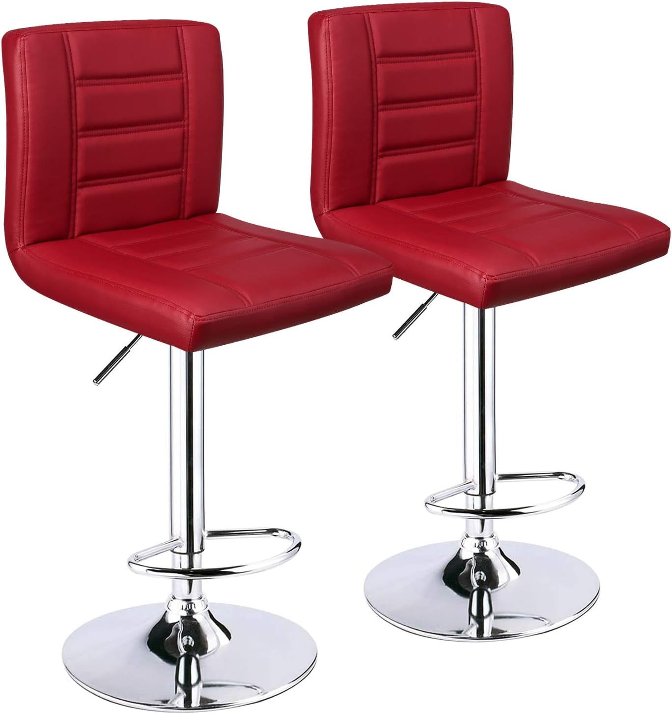 HOMEKOKO Bar Stools Set of 2, Modern Adjustable Bar Stool with Back, Straight Line Swivel