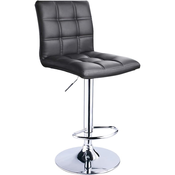 HOMEKOKO Modern Square PU Leather Adjustable Bar Stools with Back, Counter Height Swivel Stool by Leopard, 1 Chair (Black)