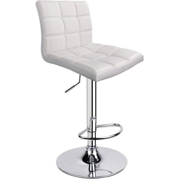 HOMEKOKO Modern Square PU Leather Adjustable Bar Stools with Back,Counter Height Swivel Stool by Leopard - 1 Chair (White)