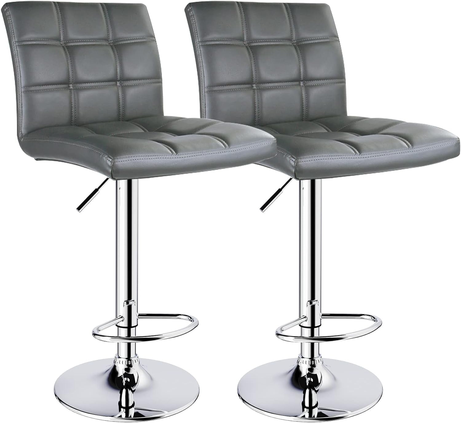 LACOO 33" - 44" Bar Height Adjustable Swivel Barstool - Gray