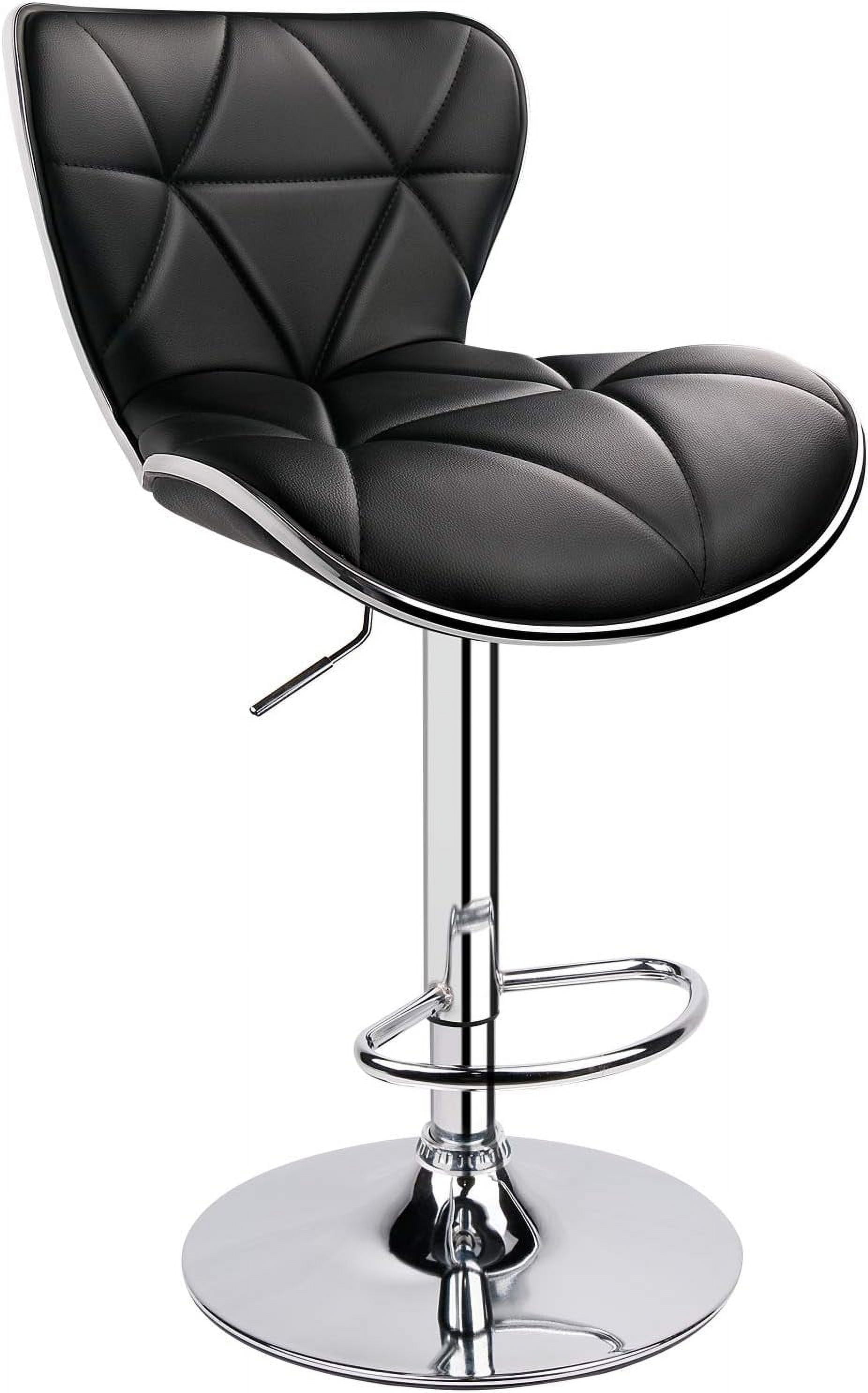 HOMEKOKO Bar Stools Modern PU Leather Adjustable Swivel Bar Stool with Back 1 Chair Black
