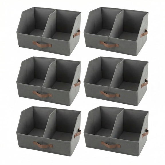 HOMELUX THEORY Trapezoid Storage Bin Dark Gray Medium Size 6piece Pack